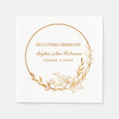 In liefdevolle herinnering Gouden Bloemen Begrafen Servet (Voorkant)