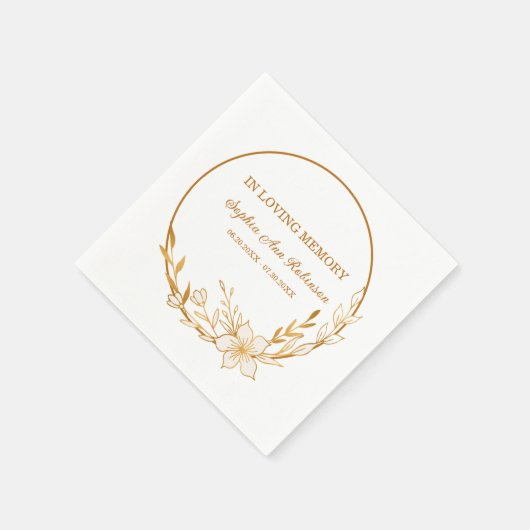 In liefdevolle herinnering Gouden Bloemen Begrafen Servet (Hoek)