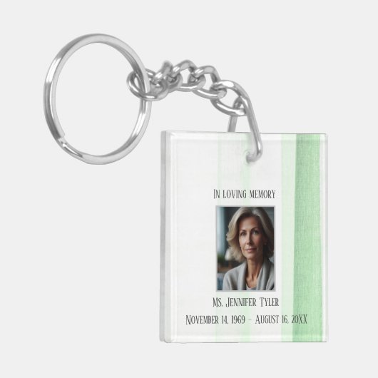 In liefdevolle herinnering Green Funeral Memorial Sleutelhanger (Voorkant Links)