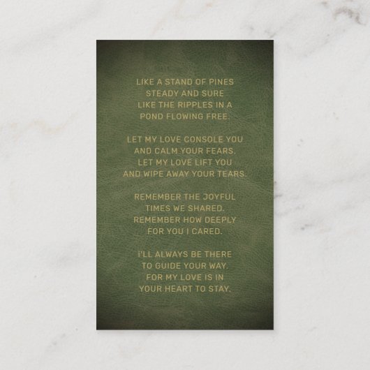 In liefdevolle herinnering Green Gold Photo Funera Visitekaartje (Achterkant)