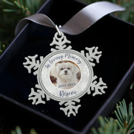 In liefdevolle herinnering | Grey Wood Pet Memoria Tin Sneeuwvlok Ornament