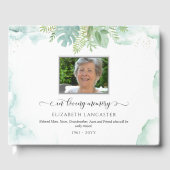 In liefdevolle herinnering, groen begrafenisfoto gastenboek (Voorkant)