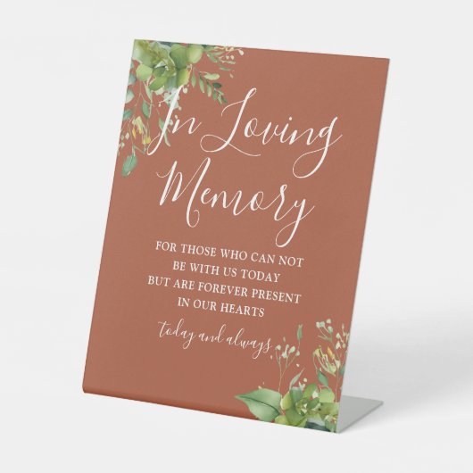 In liefdevolle herinnering groen Terracotta bruilo Reclamebord Met Voetstuk (Voorkant)