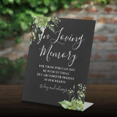 In liefdevolle herinnering groen zwart-wit bruilof reclamebord met voetstuk