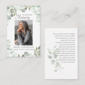 in liefdevolle herinnering | Groene foto Begrafeni Visitekaartje (Voorkant / Achterkant)