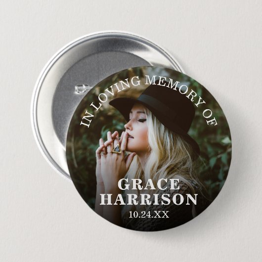 In liefdevolle herinnering | Herdenkingsfoto Ronde Button 7,6 Cm (Voorkant /achterkant)