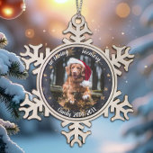 In liefdevolle herinnering | Hond Foto Pet Memoria Tin Sneeuwvlok Ornament