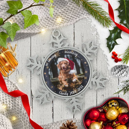 In liefdevolle herinnering | Hond Foto Pet Memoria Tin Sneeuwvlok Ornament