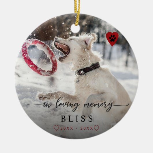 In liefdevolle herinnering huisdier foto poot mono keramisch ornament (Voorkant)