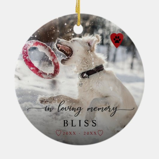 In liefdevolle herinnering huisdier foto poot mono keramisch ornament (Achterkant)