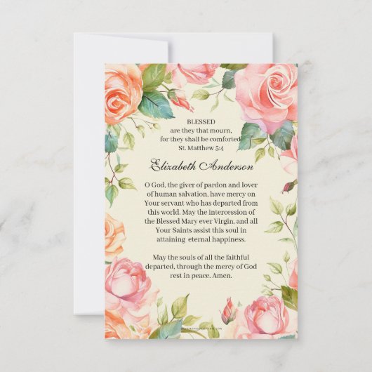 In liefdevolle herinnering Katholieke begrafenisge Aankondiging (Achterkant)