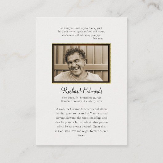 In liefdevolle herinnering Katholieke begrafenisge Plaatskaartje (Achterkant)