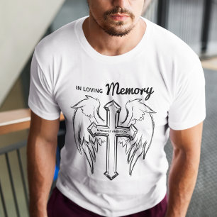 In liefdevolle herinnering Kruis en engel vleuge T-shirt