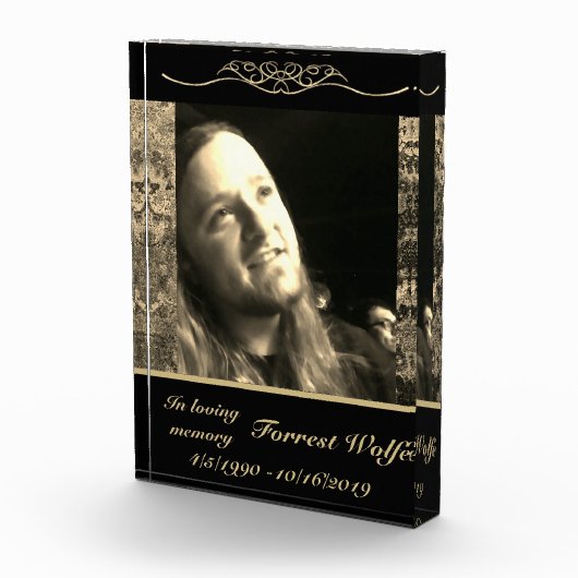 In liefdevolle herinnering memorial keepsake goude fotoblokken (Rechts)