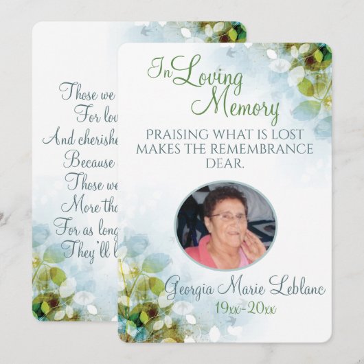 In liefdevolle herinnering Memorial Keepsake Kaart (Voorkant / Achterkant)