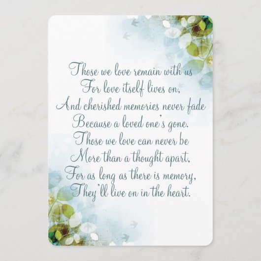 In liefdevolle herinnering Memorial Keepsake Kaart (Achterkant)