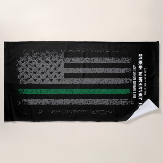 In liefdevolle herinnering Militaire dunne groene  Strandlaken (Voorkant)