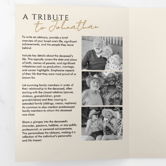 In liefdevolle herinnering Modern 14-foto elegant  Drieluik Programma (Binnenzijde eerst)