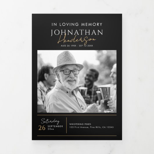 In liefdevolle herinnering Modern 14-foto elegant  Drieluik Programma (Cover)