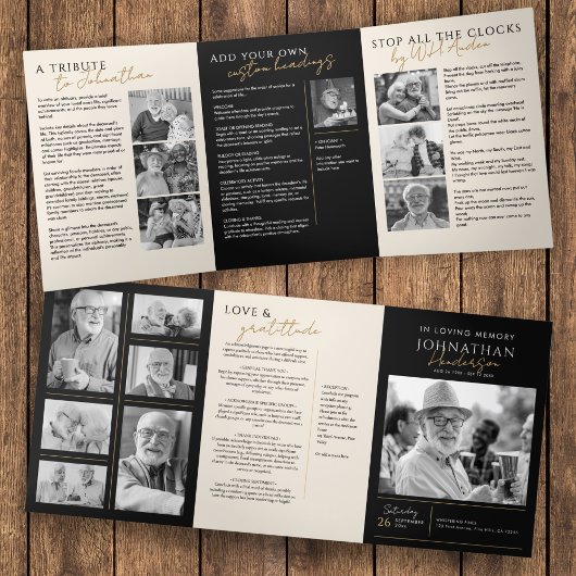 In liefdevolle herinnering Modern 14-foto elegant  Drieluik Programma