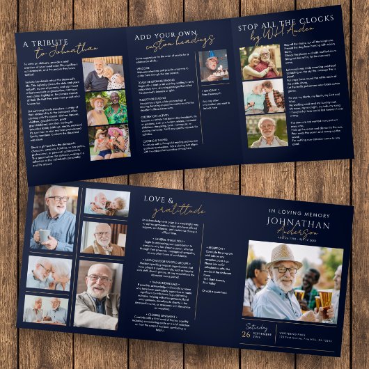 In liefdevolle herinnering Modern 14-foto elegant Drieluik Programma