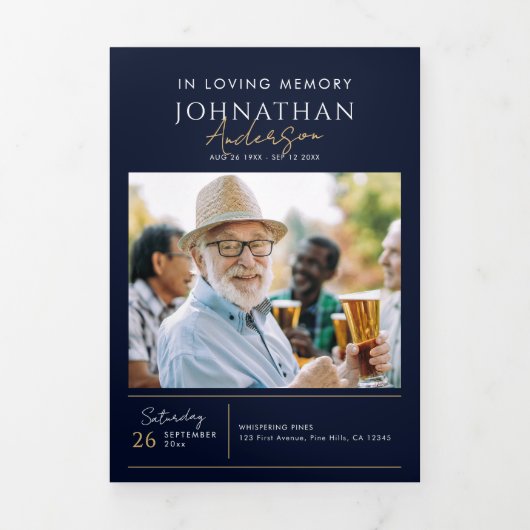 In liefdevolle herinnering Modern 14-foto elegant Drieluik Programma (Cover)