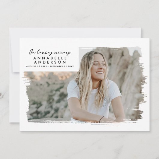 In liefdevolle herinnering Modern 2-foto begrafeni Bedankkaart (Voorkant)