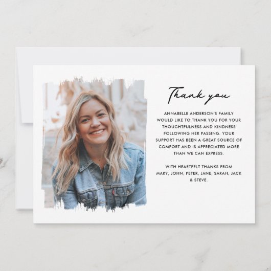 In liefdevolle herinnering Modern 2-foto begrafeni Bedankkaart (Achterkant)