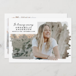 In liefdevolle herinnering Modern 2-foto begrafeni Bedankkaart