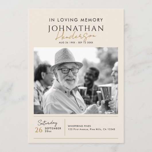 In liefdevolle herinnering Modern 2-foto elegant m Programmakaart (Voorkant)