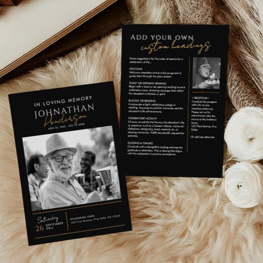 In liefdevolle herinnering Modern 2-foto elegant m Programmakaart