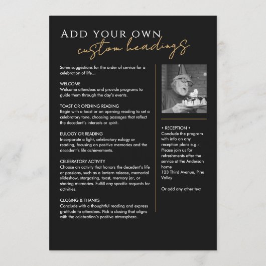 In liefdevolle herinnering Modern 2-foto elegant m Programmakaart (Achterkant)