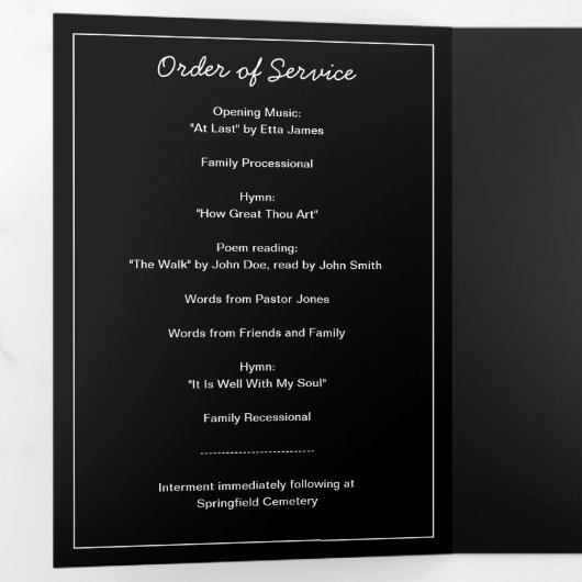 In liefdevolle herinnering Modern 6-foto begrafeni Drieluik Programma (Binnenzijde eerst)