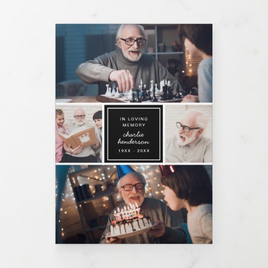 In liefdevolle herinnering Modern 6-foto begrafeni Drieluik Programma (Cover)