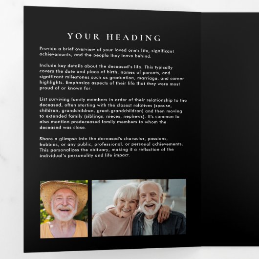 In liefdevolle herinnering Modern 9-foto Memorial Drieluik Programma (Binnenzijde eerst)