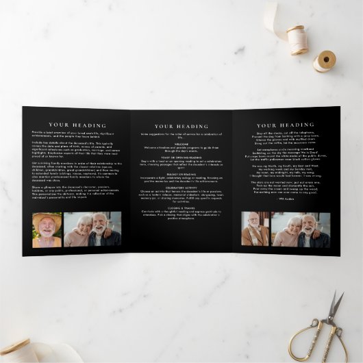 In liefdevolle herinnering Modern 9-foto Memorial Drieluik Programma (Binnen)