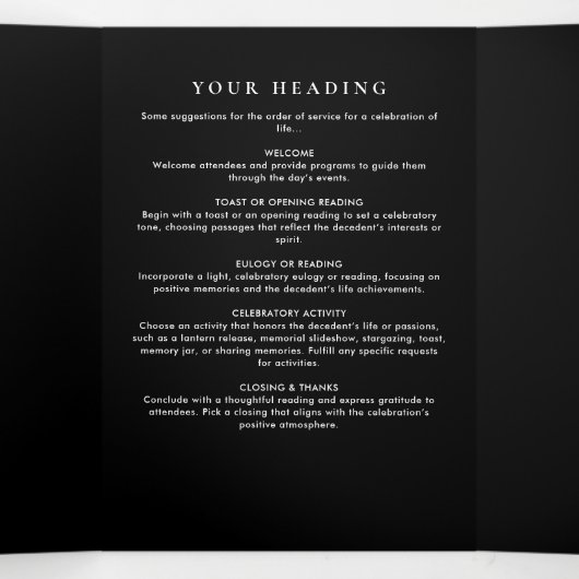 In liefdevolle herinnering Modern 9-foto Memorial Drieluik Programma (Binnenkant midden)