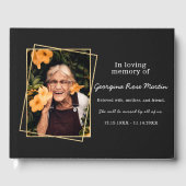 In liefdevolle herinnering Modern Gold Black Photo Gastenboek (Voorkant)