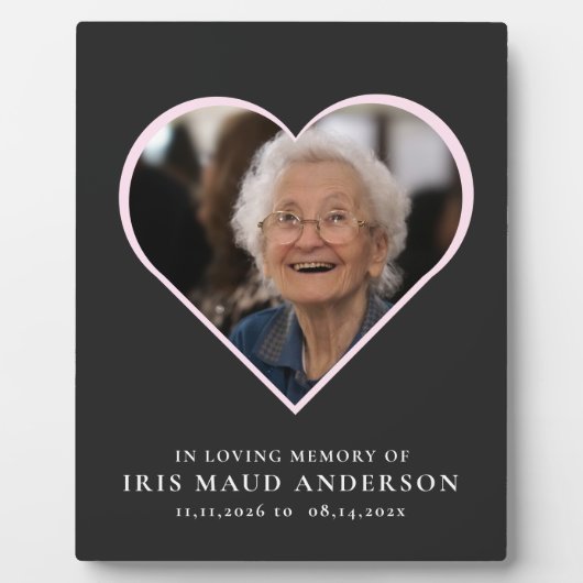 in liefdevolle herinnering modern hart foto  fotoplaat (Voorkant)