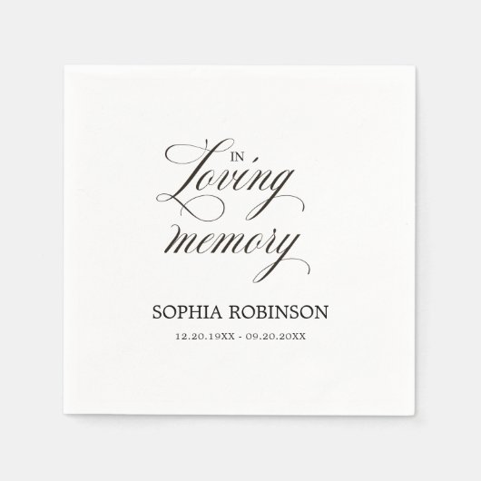In liefdevolle herinnering moderne elegante script servet (Voorkant)