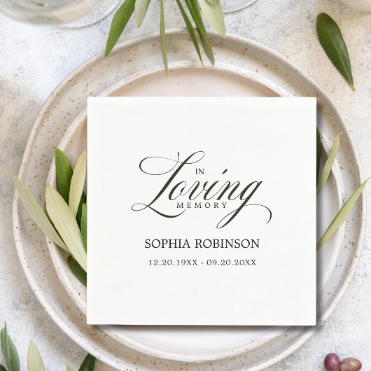 In liefdevolle herinnering moderne elegante script servet