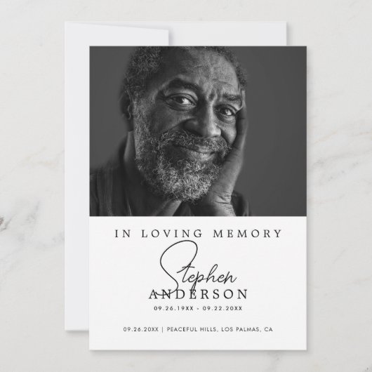 In liefdevolle herinnering Moderne minimalistische Bedankkaart (Voorkant)