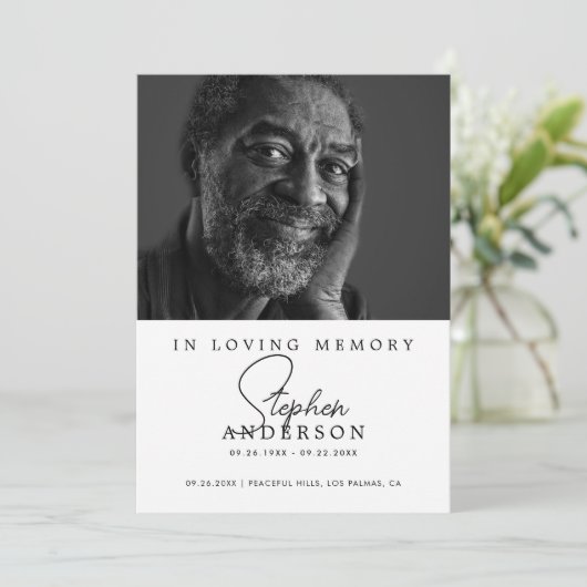 In liefdevolle herinnering Moderne minimalistische Bedankkaart (Staand voorkant)