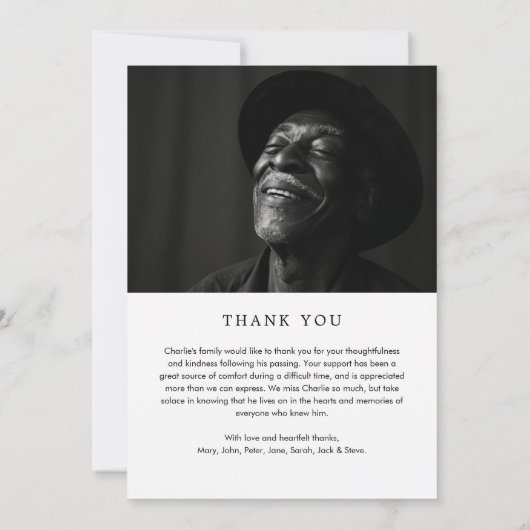 In liefdevolle herinnering Moderne minimalistische Bedankkaart (Achterkant)