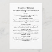 In liefdevolle herinnering Moderne Orde van Servic Programmakaart (Achterkant)