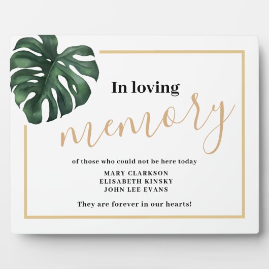 In liefdevolle herinnering Monstera Leaf Wedding S Fotoplaat (Voorkant)