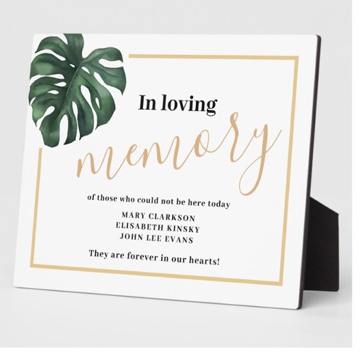 In liefdevolle herinnering Monstera Leaf Wedding S Fotoplaat