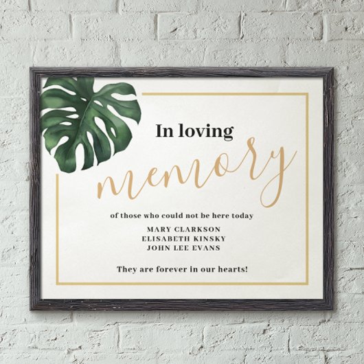 In liefdevolle herinnering Monstera Leaf Wedding S Poster