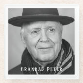 In liefdevolle herinnering opa zwart wit foto glazen onderzetter (Voorkant)