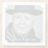 In liefdevolle herinnering opa zwart wit foto glazen onderzetter (Achterkant)